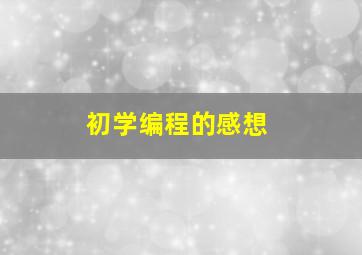 初学编程的感想