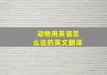 动物用英语怎么说的英文翻译