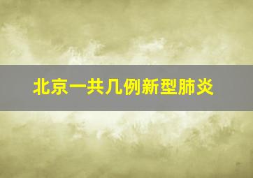 北京一共几例新型肺炎