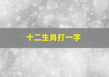 十二生肖打一字