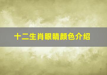 十二生肖眼睛颜色介绍