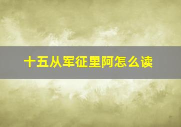 十五从军征里阿怎么读