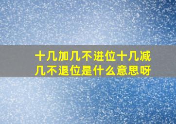 十几加几不进位十几减几不退位是什么意思呀