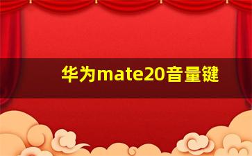 华为mate20音量键