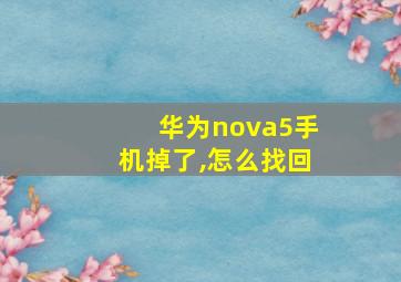 华为nova5手机掉了,怎么找回