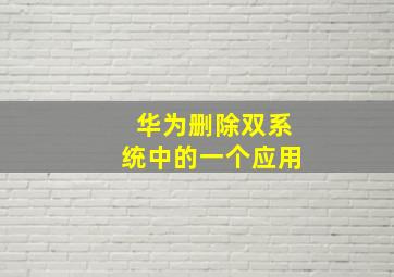 华为删除双系统中的一个应用