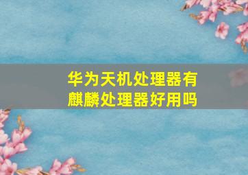 华为天机处理器有麒麟处理器好用吗