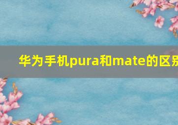 华为手机pura和mate的区别