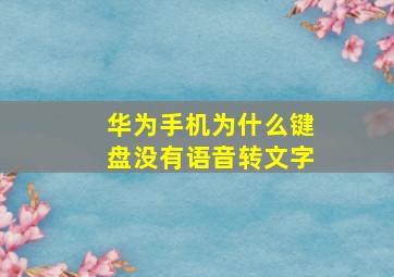 华为手机为什么键盘没有语音转文字