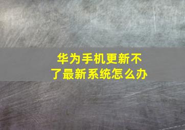 华为手机更新不了最新系统怎么办