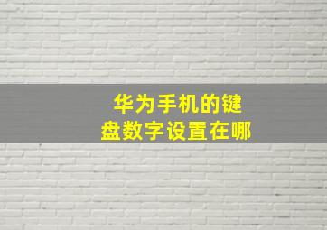 华为手机的键盘数字设置在哪