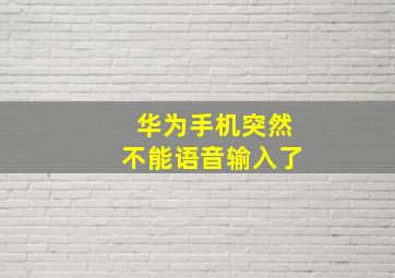 华为手机突然不能语音输入了