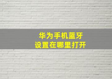 华为手机蓝牙设置在哪里打开