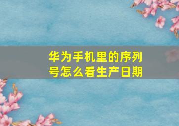 华为手机里的序列号怎么看生产日期