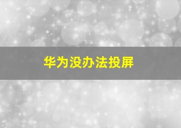 华为没办法投屏