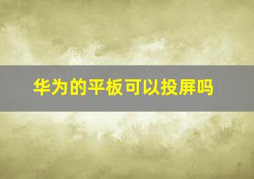 华为的平板可以投屏吗