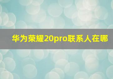 华为荣耀20pro联系人在哪