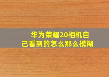 华为荣耀20相机自己看到的怎么那么模糊