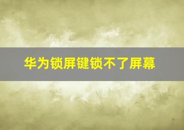 华为锁屏键锁不了屏幕