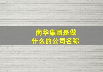 南华集团是做什么的公司名称