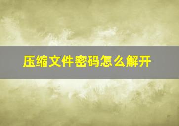 压缩文件密码怎么解开