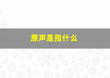 原声是指什么