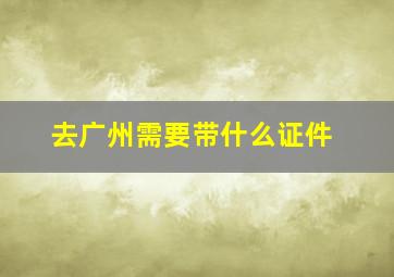 去广州需要带什么证件