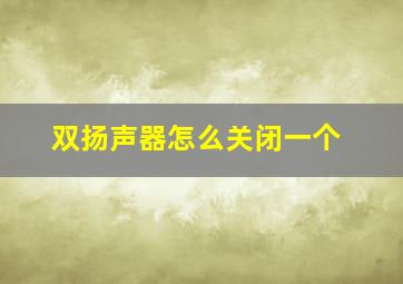 双扬声器怎么关闭一个