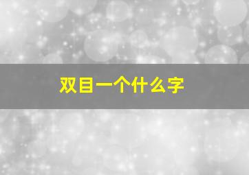 双目一个什么字