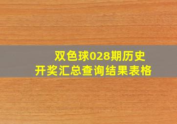 双色球028期历史开奖汇总查询结果表格