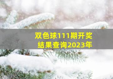 双色球111期开奖结果查询2023年