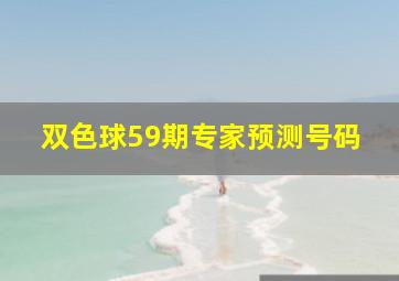 双色球59期专家预测号码