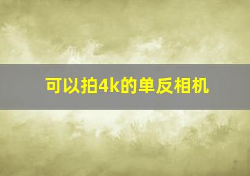 可以拍4k的单反相机