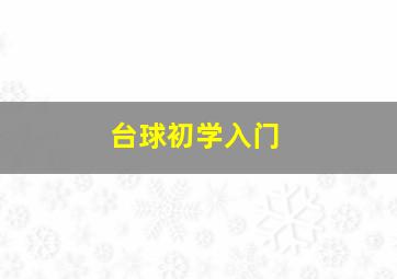 台球初学入门