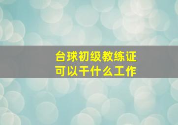 台球初级教练证可以干什么工作