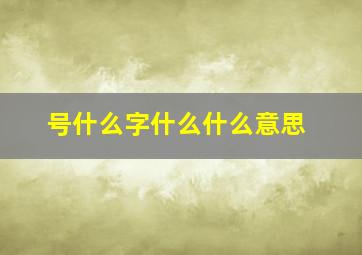 号什么字什么什么意思