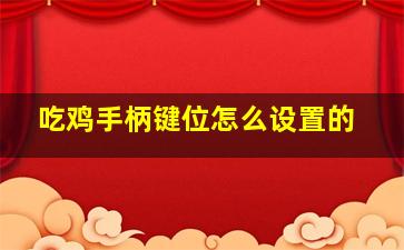 吃鸡手柄键位怎么设置的