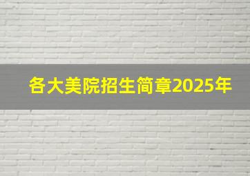 各大美院招生简章2025年