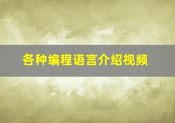 各种编程语言介绍视频