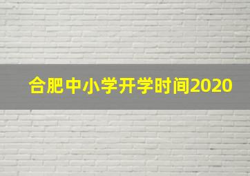 合肥中小学开学时间2020