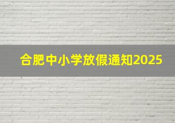 合肥中小学放假通知2025