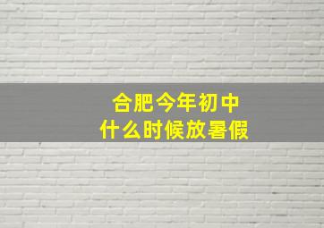 合肥今年初中什么时候放暑假