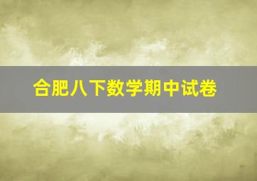 合肥八下数学期中试卷