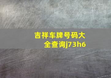 吉祥车牌号码大全查询j73h6