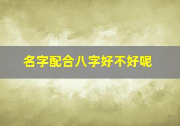 名字配合八字好不好呢