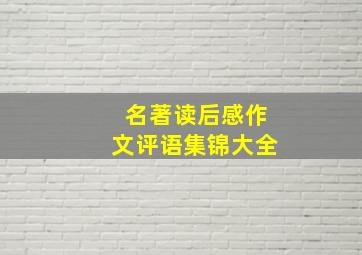 名著读后感作文评语集锦大全