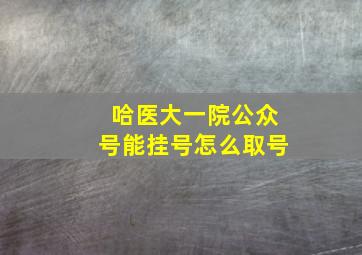 哈医大一院公众号能挂号怎么取号