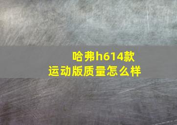 哈弗h614款运动版质量怎么样