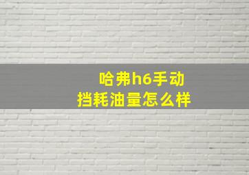 哈弗h6手动挡耗油量怎么样