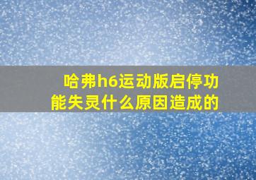 哈弗h6运动版启停功能失灵什么原因造成的